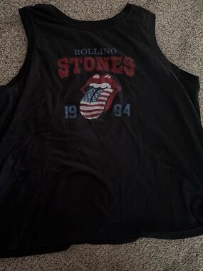 the Rolling Stones Black Graphic Tee with White Logo